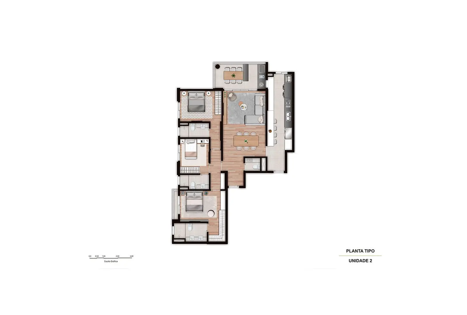 Planta — 3 SUITES - 2 VAGAS