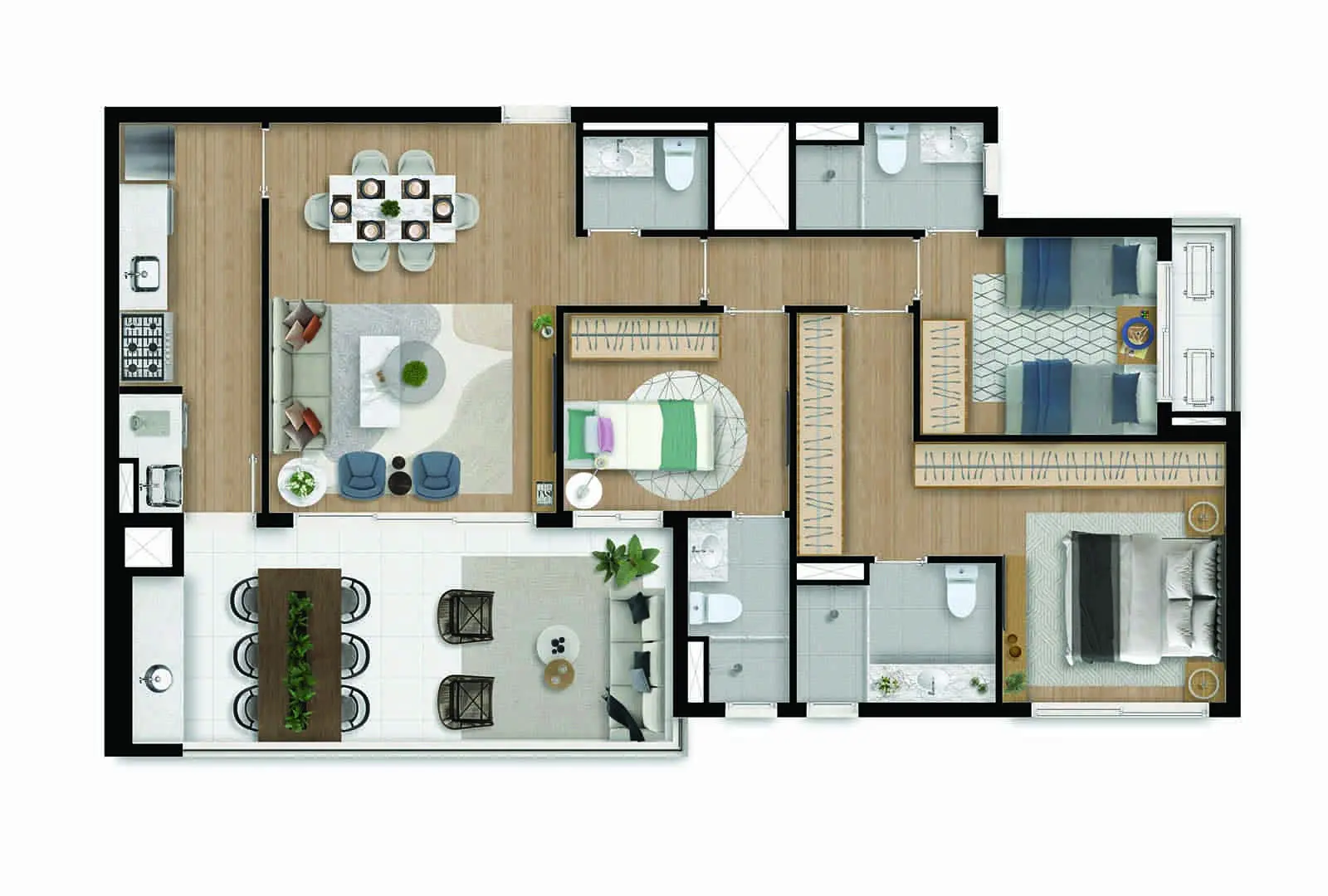 Planta — 3 suítes